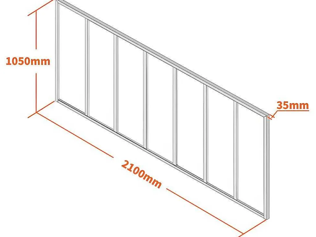 Glazen Binnenraam In Aluminium Met Poedercoating - 210 X 105 Cm - Zwart - Bayview-Vente-unique New