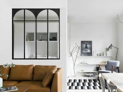 Glazen Binnenraam In Aluminium Met Poedercoating - 120 X 130 Cm - Zwart - Arcadea-Vente-unique Outlet