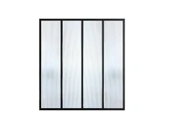 Glazen Binnenraam In Aluminium Met Poedercoating En Getextureerd Gehard Glas - 120 X 130 Cm - Zwart - Vietra-Vente-unique Outlet