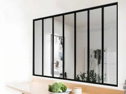 Glazen Binnenraam In Aluminium Met Poedercoating - 210 X 130 Cm - Zwart - Bayview-Vente-unique Hot