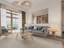 Glazen Binnenraam Van Gepoederlakt Aluminium 180 X 130 Cm Lichte Houtkleur Bayview-Vente-unique Outlet
