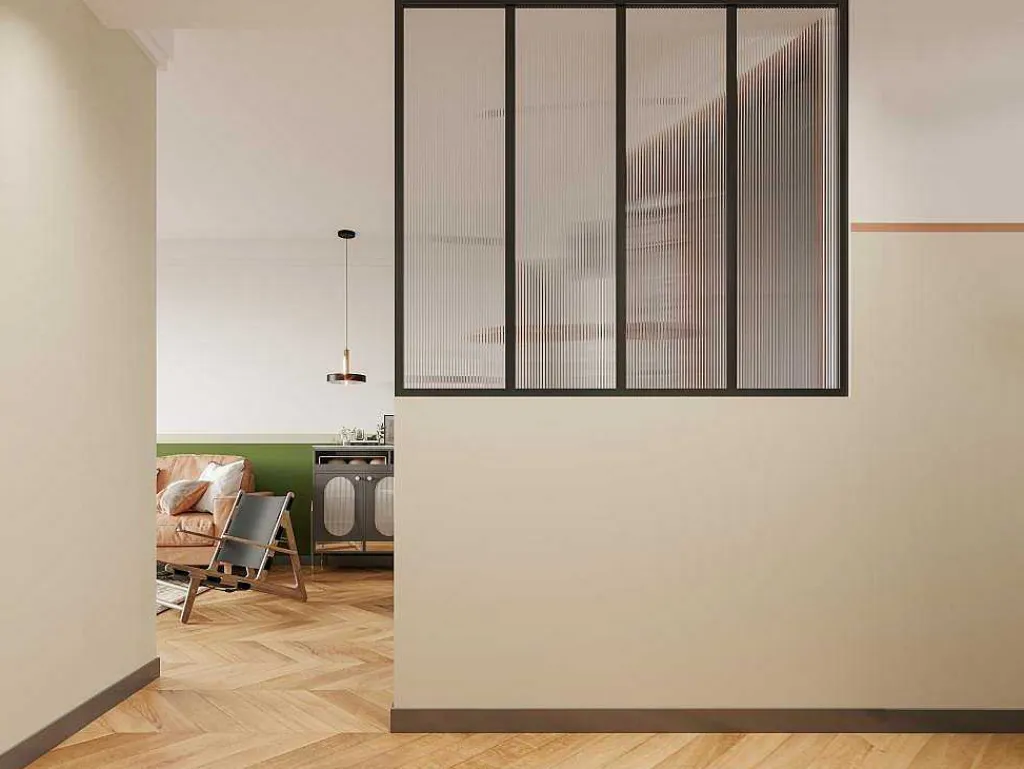 Glazen Designbinnenraam Van Gepoederlakt Aluminium En Gehard Textuurglas 120 X 105 Cm Zwart Vietra-Vente-unique Clearance