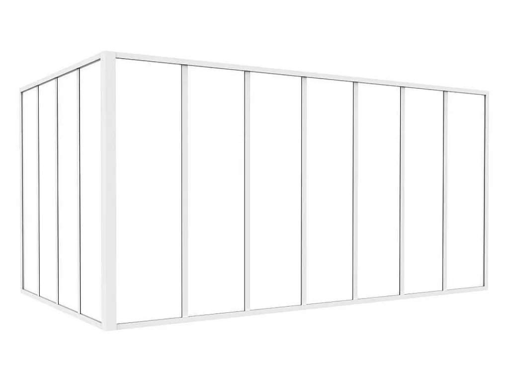 Glazen Hoekbinnenraam In Industriele Stijl In Gepoederlakt Aluminium L210 X L120 X H105 Wit Bayview-Vente-unique