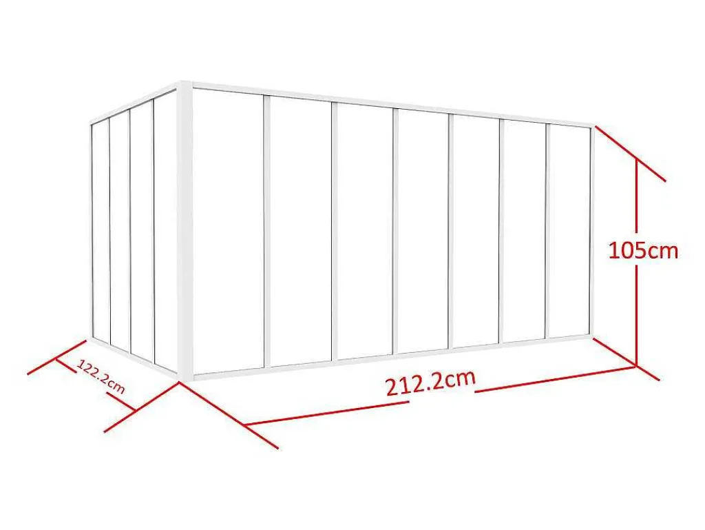 Glazen Hoekbinnenraam In Industriele Stijl In Gepoederlakt Aluminium L210 X L120 X H105 Wit Bayview-Vente-unique