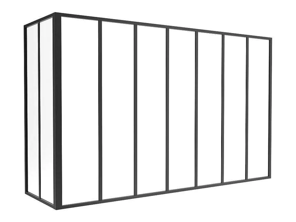 Glazen Hoekbinnenraam In Industriele Stijl In Gepoederlakt Aluminium L210 X L60 X H130 Zwart Bayview-Vente-unique Best