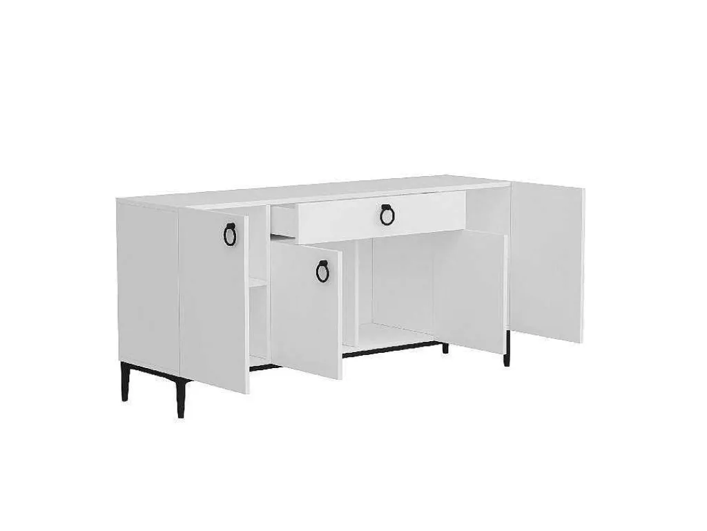 Gloria Multifunctioneel Kabinet, Wit, Zwart, 160X42X75 Cm,-EPIKASA Clearance