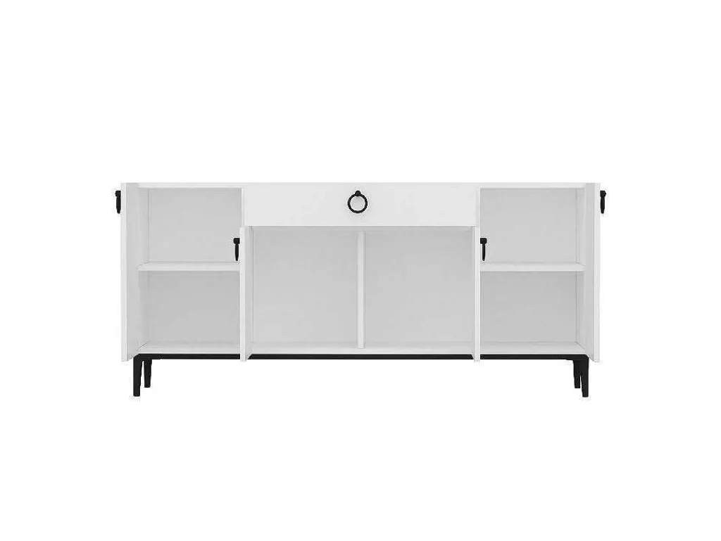 Gloria Multifunctioneel Kabinet, Wit, Zwart, 160X42X75 Cm,-EPIKASA Clearance