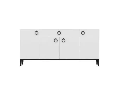 Gloria Multifunctioneel Kabinet, Wit, Zwart, 160X42X75 Cm,-EPIKASA Clearance