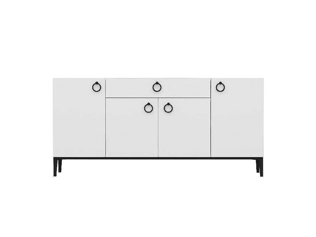 Gloria Multifunctioneel Kabinet, Wit, Zwart, 160X42X75 Cm,-EPIKASA Clearance