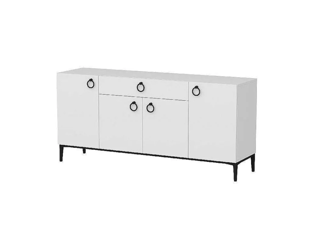 Gloria Multifunctioneel Kabinet, Wit, Zwart, 160X42X75 Cm,-EPIKASA Clearance