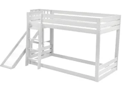 Grenen Stapelbed Met Plank En Glijbaan + Lattenbodem - 90X200Cm - Wit-ModernLuxe Sale