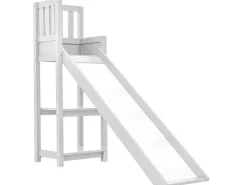 Grenen Stapelbed Met Plank En Glijbaan + Lattenbodem - 90X200Cm - Wit-ModernLuxe Sale