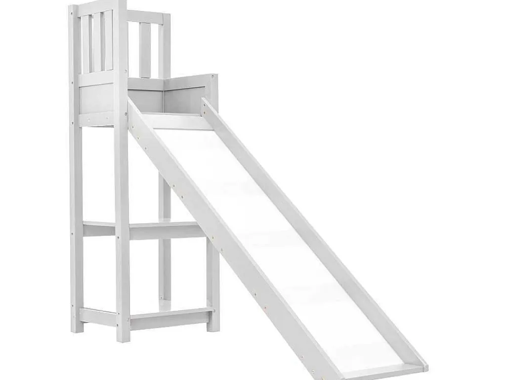 Grenen Stapelbed Met Plank En Glijbaan + Lattenbodem - 90X200Cm - Wit-ModernLuxe Sale