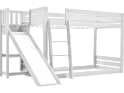 Grenen Stapelbed Met Plank En Glijbaan + Lattenbodem - 90X200Cm - Wit-ModernLuxe Sale