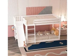 Grenen Stapelbed Met Plank En Glijbaan + Lattenbodem - 90X200Cm - Wit-ModernLuxe Sale