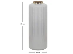 Grote Geemailleerde Metalen Vaas - D. 19 X H. 50 Cm - Grijs En Goud - Goriat-OZAIA Online
