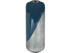 Grote Geemailleerde Metalen Vaas - D. 30 X H. 82 Cm - Zwart Met Bladzilver - Perlin-OZAIA Clearance