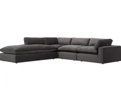 Grote Hoekbank Met Hoek Links Van Antracietgrijs Velours Amaury-Vente-unique New