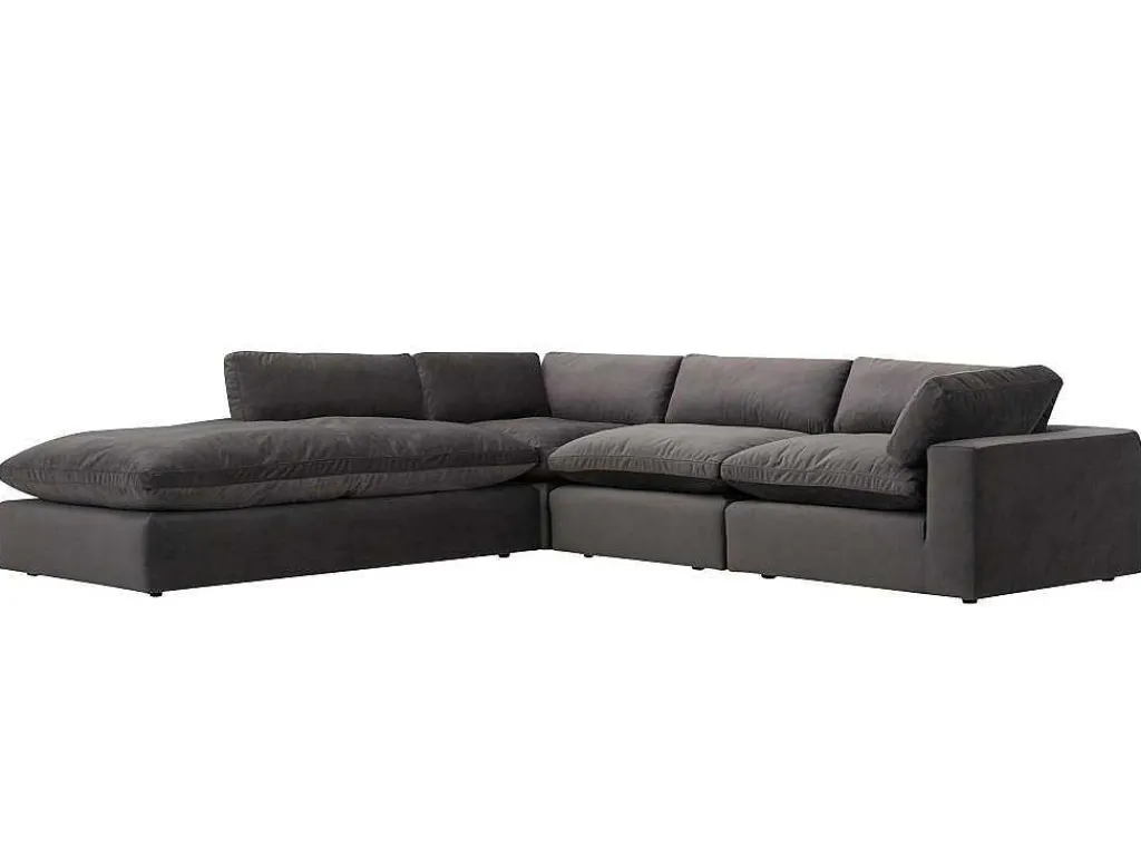 Grote Hoekbank Met Hoek Links Van Antracietgrijs Velours Amaury-Vente-unique New