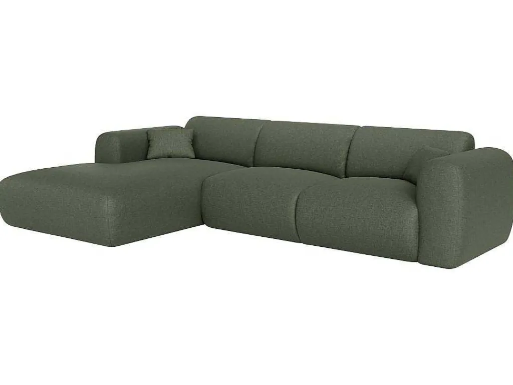 Grote Hoekbank Met Hoek Links Van Groene Gechineerde Stof Pogni Van Maison Cephy-Maison Céphy Outlet