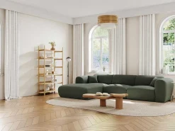 Grote Hoekbank Met Hoek Links Van Groene Gechineerde Stof Pogni Van Maison Cephy-Maison Céphy Outlet