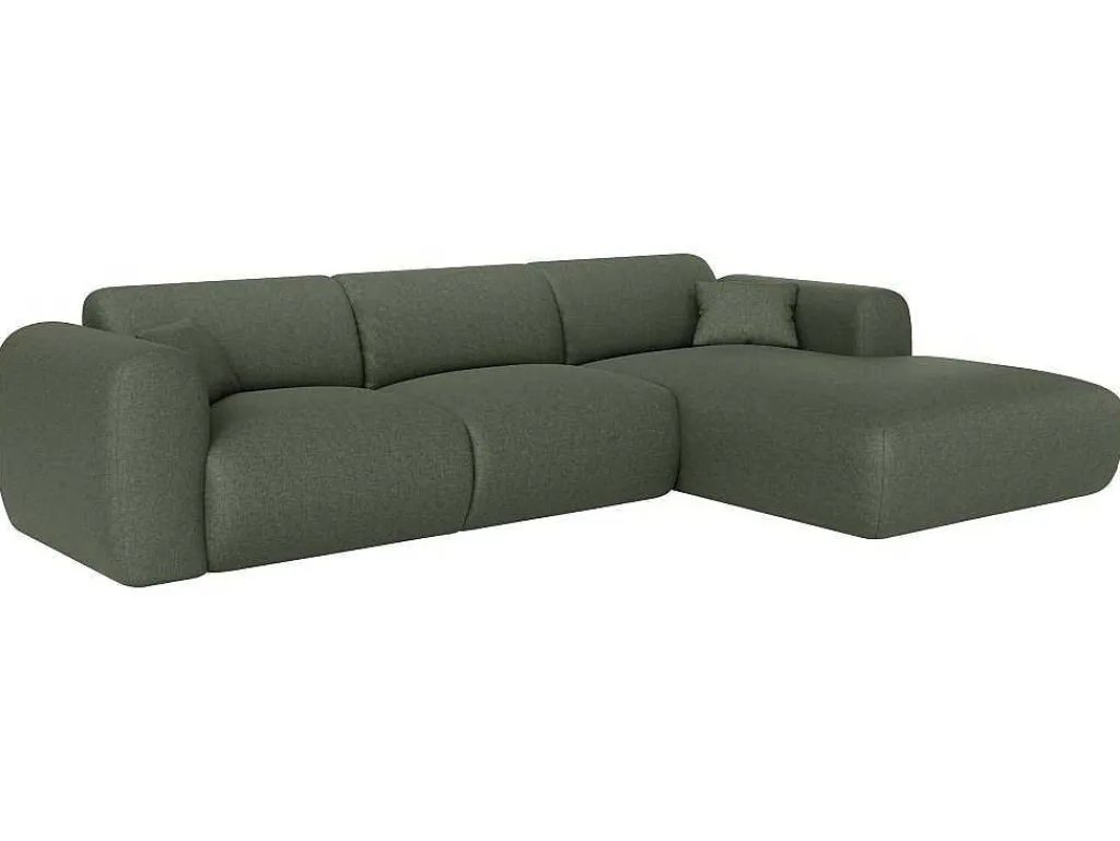 Grote Hoekbank Met Hoek Rechts Van Groene Gechineerde Stof Pogni Van Maison Cephy-Maison Céphy Outlet