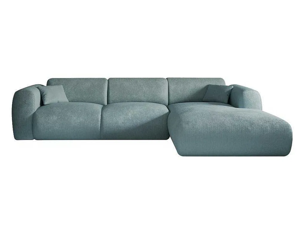 Grote Hoekbank Met Hoek Rechts Van Blauwe Stof Met Textuur Pogni Van Maison Cephy-Maison Céphy Hot