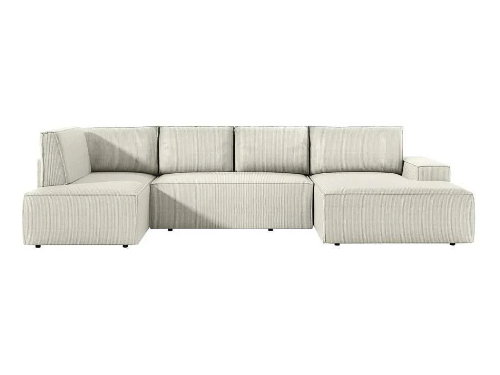 Grote Omkeerbare Hoekbank Van Beige Ribfluweel Amelia-Vente-unique Online