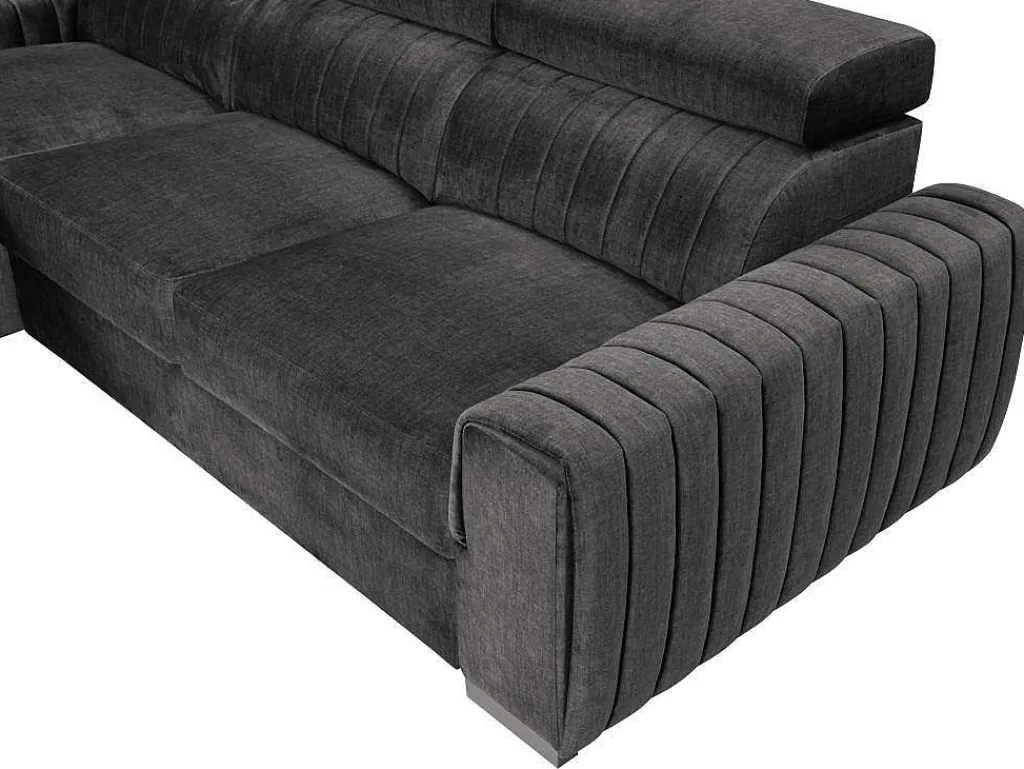 Grote Slaapbank Met Hoek Links In Antraciet Stof Larica-Vente-unique Clearance