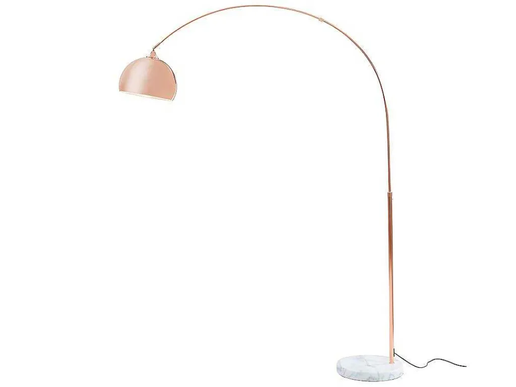 Grote Staande Lamp Met Boog Art Deco Ombrage - Metaal En Marmer - H. 180 Cm - Koperkleur-OZAIA Clearance