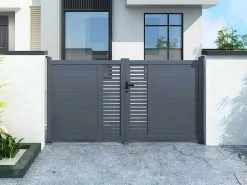 Halfopengewerkte Aluminium Elektrische Draaipoort Met Motief B300 X H164 Cm Antraciet Orist Ii-EXPERTLAND