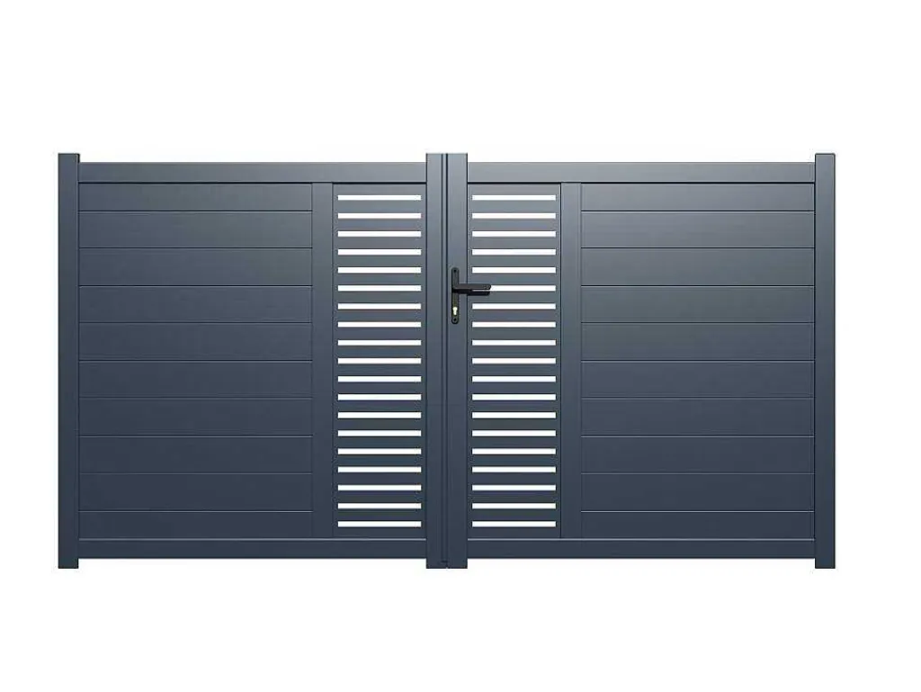 Halfopengewerkte Aluminium Draaipoort Met Motief B350 X H179 Cm Antraciet Orist Ii-EXPERTLAND Discount
