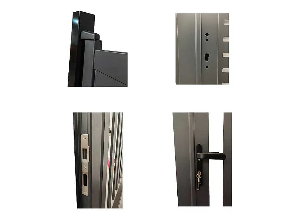 Halfopengewerkte Aluminium Draaipoort Met Motief B350 X H179 Cm Antraciet Labrit Ii-EXPERTLAND New