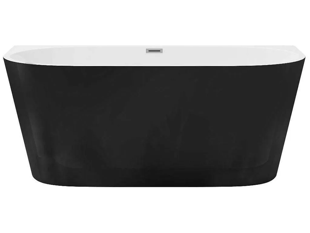 Halfvrijstaand Bad - 175 Liter - 130 X 71,5 X 58 Cm - Glanzend Zwart - Acryl - Divina-Shower & Design