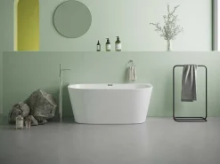 Halfvrijstaand Bad - 175 Liter - 130 X 71,5 X 58 Cm - Wit - Acryl - Divina-Shower & Design Online