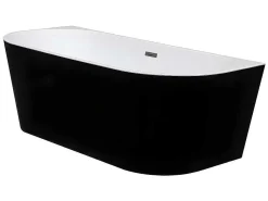 Halfvrijstaand Bad Divina -245L - 170 X 75 X 58Cm - Glanzend Zwart - Acryl - Divina-Shower & Design New