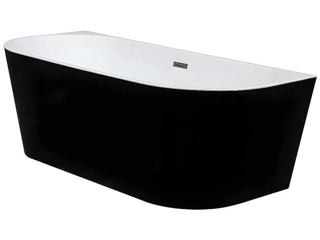 Halfvrijstaand Bad Divina -245L - 170 X 75 X 58Cm - Glanzend Zwart - Acryl - Divina-Shower & Design New