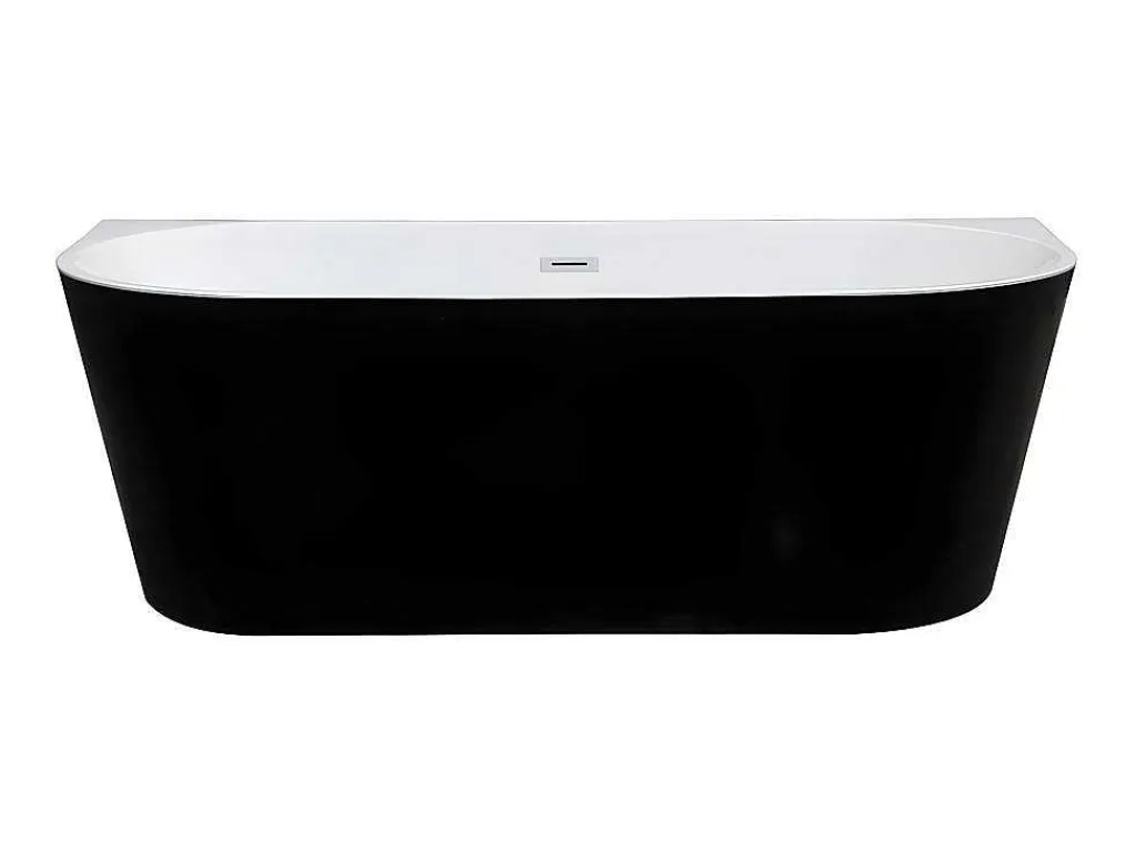 Halfvrijstaand Bad Divina -245L - 170 X 75 X 58Cm - Glanzend Zwart - Acryl - Divina-Shower & Design New