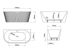 Halfvrijstaand Geribbeld Acrylbad Wit (Glanzend) 149 X 75 X 58 Cm Zelina-Shower & Design