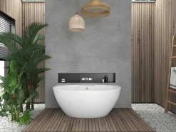 Halfvrijstaand Ovaal Bad - 197 Liter - 151 X 94 X 60 Cm - Wit - Acryl - Pagrus-Shower & Design Outlet