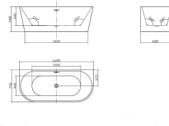 Halfvrijstaande Badkuip Divina - 170 X 75 X 58 Cm - 245L- Wit-Shower & Design Online