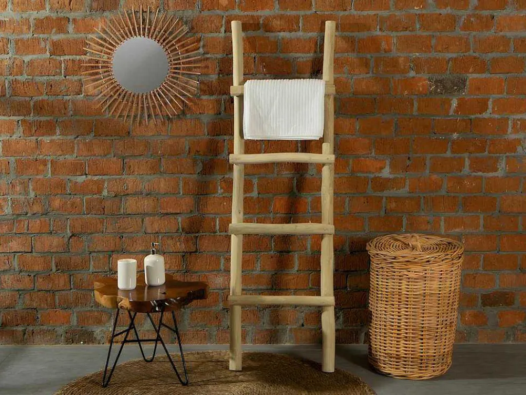 Handdoekenrek Ladder Van Massief Teakhout - Naturelkleur - Fodna-Vente-unique Hot