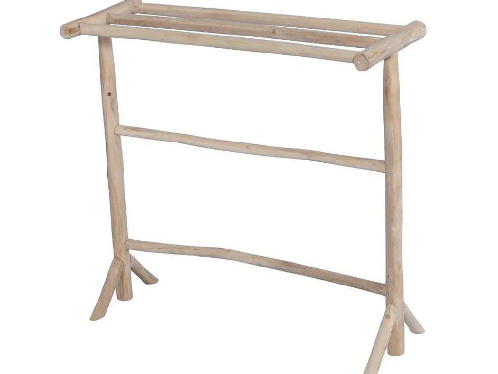 Handdoekhouder Op Poten Van Massief Teakhout - L80 Cm X D29 Cm X H75 Cm - Fodna-Vente-unique Online