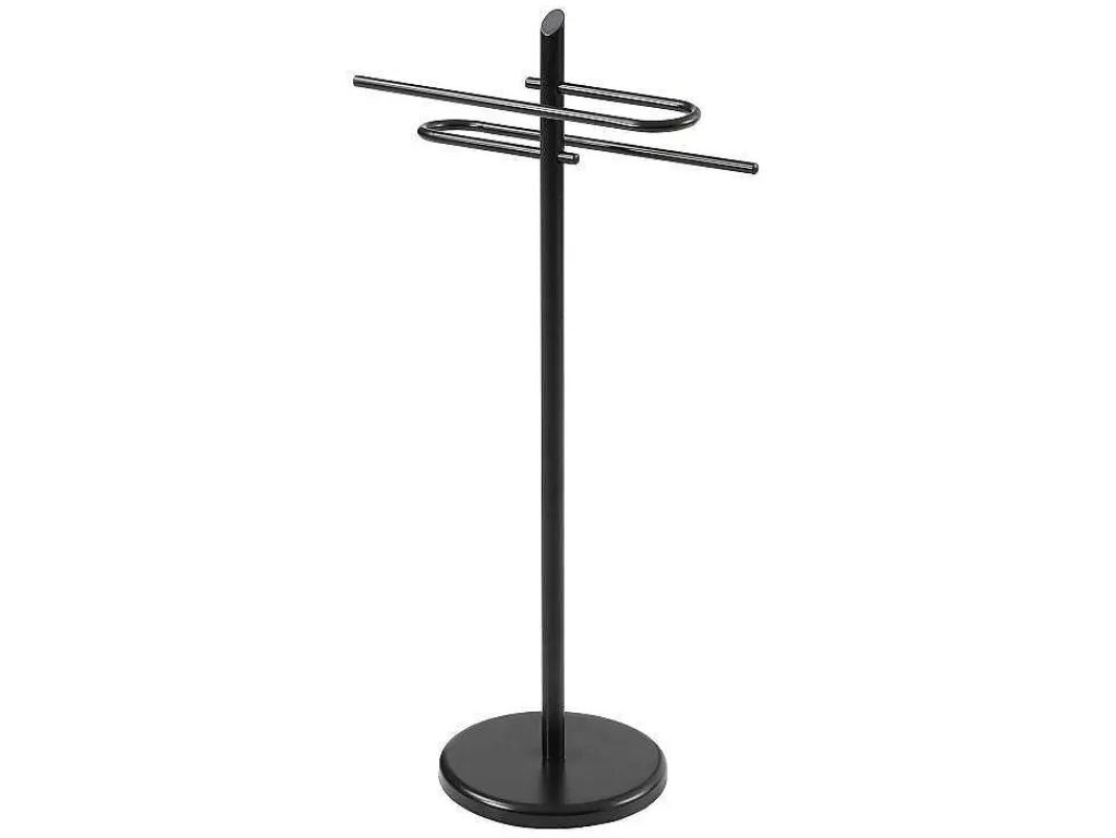 Handdoekhouder Van Zwart Metaal - 2 Stangen - Benosi-Vente-unique Outlet