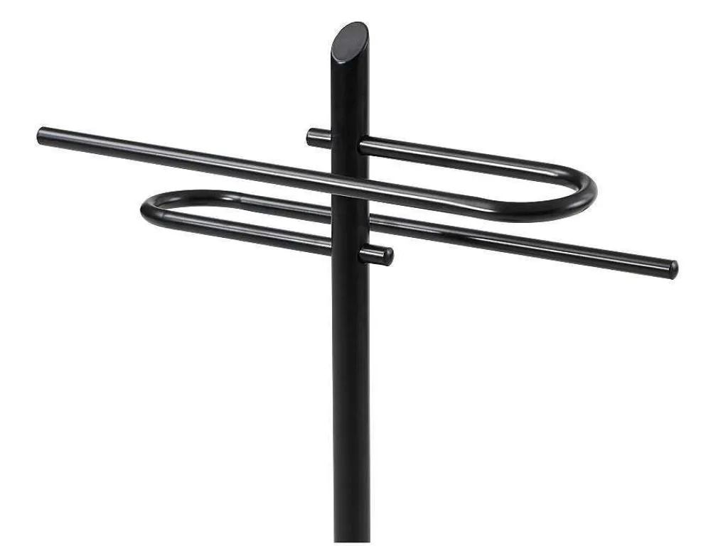 Handdoekhouder Van Zwart Metaal - 2 Stangen - Benosi-Vente-unique Outlet