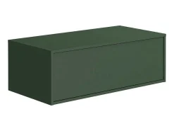 Hangend Badkamermeubel Groen En Wit Met Enkele Wastafel En Twee Laden - 94 Cm - Teana Ii-Vente-unique Sale