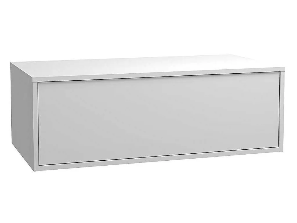 Hangend Badkamermeubel Groen En Wit Met Enkele Wastafel En Twee Laden - 94 Cm - Teana Ii-Vente-unique Sale