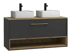 Hangend Badkamermeubel Met Dubbele Wastafel En Spiegelkast - Antraciet - 120 Cm - Yangra-Vente-unique Outlet
