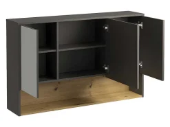 Hangend Badkamermeubel Met Dubbele Wastafel En Spiegelkast - Antraciet - 120 Cm - Yangra-Vente-unique Outlet