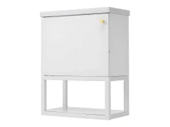 Hangend Badkamermeubel Met Ingebouwde Wastafel - 1 Deur En 1 Open Metalen Plank - Wit (Kraan Niet Inbegrepen)-ModernLuxe